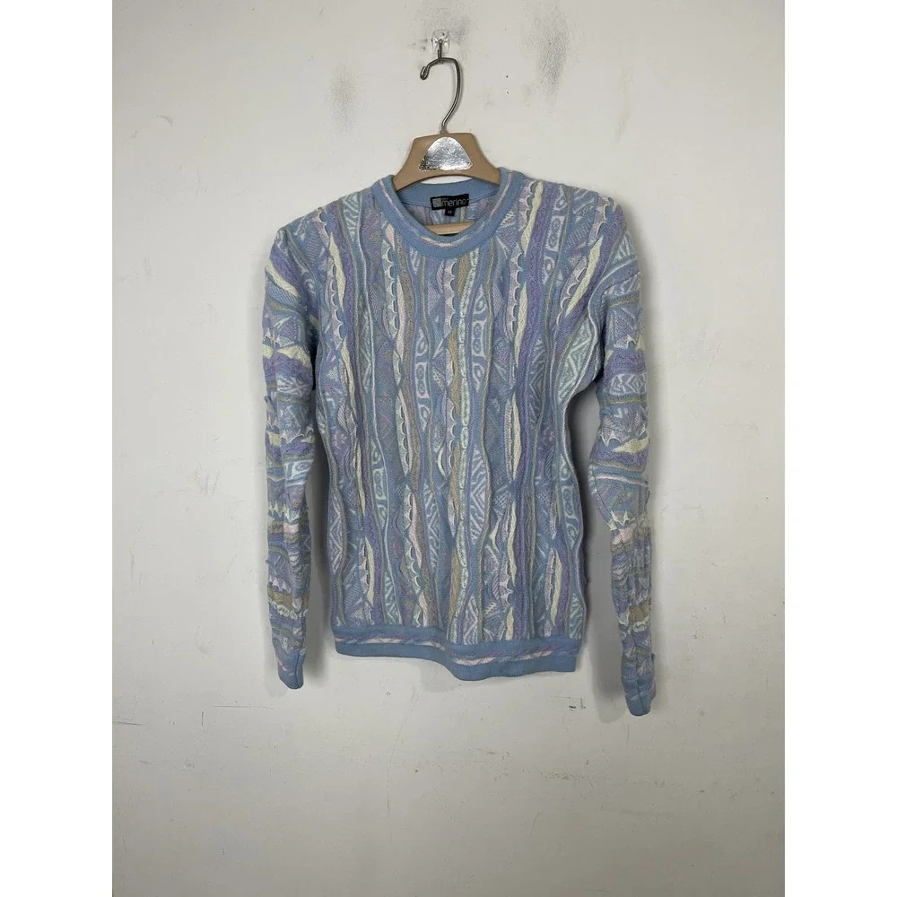 Vintage Purely Merino Sweater Womens XS Wool 3D Knit Pastel Crosby‎ 90s Retro